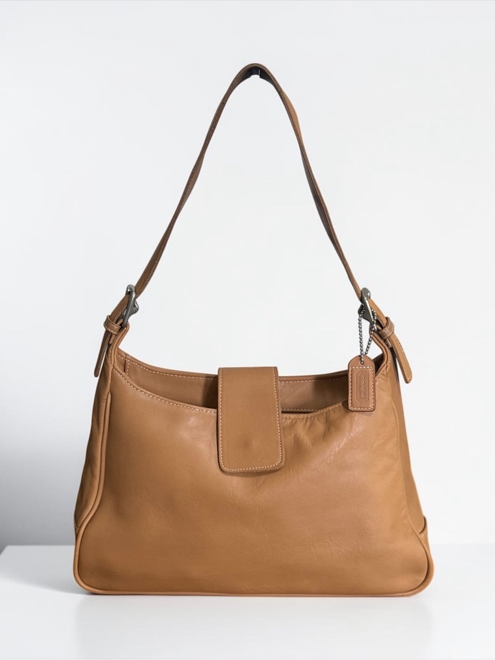 Coach Vintage Hamptons Tan Leather Hobo Shoulder Bag Y2K